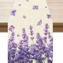 XCHI Watercolor Lavender Butterfly Spring Table Runner Summer Table Decoration for Party Home Kitchen Dining Holiday Decor 13x48 Inch