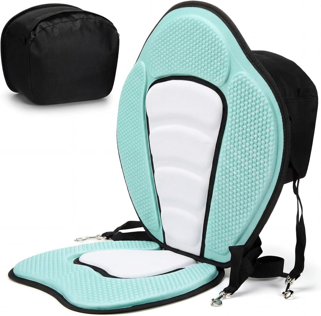 Vinsot Kayak Seat Cushion Universal Paddle Board Seat with Back Support Adjustable Non Slip Boat Chair Seats with 4 Straps and Storage Bag for Kayak Boat Sup Canoe, about 12 x 15.75 x 18 inches/30.48 x 40.01 x 45.72