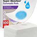 100 Commode Absorbent Pads for Bedside Commode Liners, Disposable Commode Liners Pads with Absorbent Gel, Portable Potty Liner Pads for Toilet Bags Bedpans