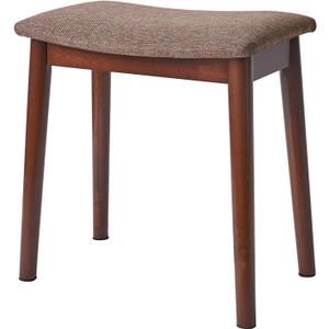 IBUYKE Saddle Cushion Vanity Stool Chair, Foot Rest Stool with Solid Wood Legs, Modern Vanity Bench Ottoman for Piano, Upholstered Seat for Bedroom, Entryway, Walnut Legs&Brown Linen WBD007HC