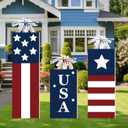 Beeveer 3 Pcs 4th of July Yard Sign with Stake Memorial Day Decorations Outdoor Lawn Decorations Patriotic Star Waterproof Red White Blue Decor Independence Day Yard Signs for Home Garden Pathway
