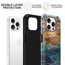 lioscre for iPhone 16 Pro Stained Glass Phone Case 6.3", Aesthetic Sun Beach Ocean Waves Art Case Cute Pattern Print Design Cover Anti-Scratch Glossy 2-Layer Hard Prevention Funda for Woman Girls Men