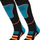 Merino Wool Ski Socks 2 Pairs, Thermal Knee High Warm Socks for Snowboarding, Hiking, Cold Weather, Snow, Hunting (X-Large)