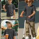 Boys Short Sleeve Crew Neck Shirt | 5-16 Y, Soft Fabric, Loose Fit, Crew Neck, Short Sleeves, Solid Color, Summer School And Daily Wear (Gray)