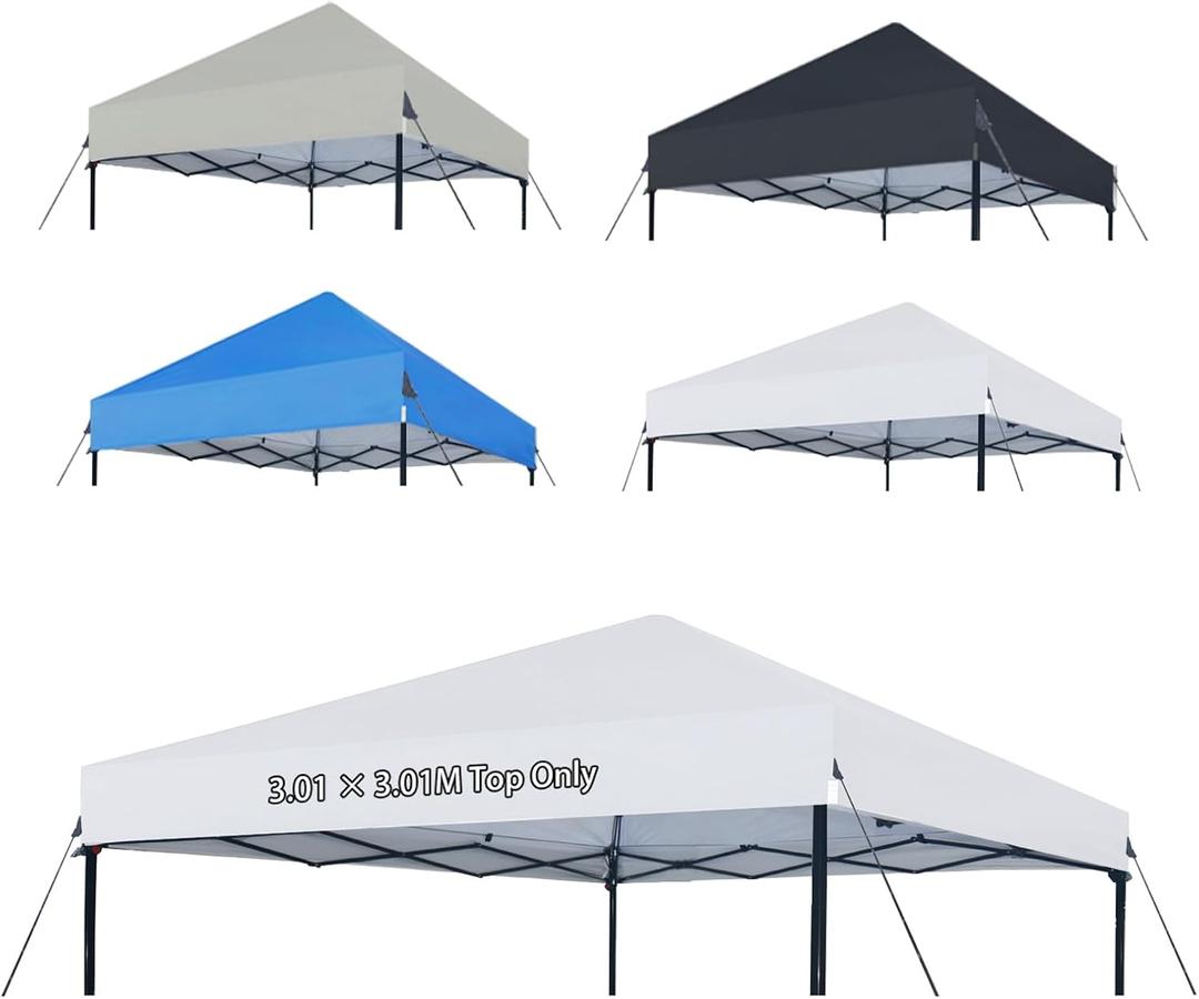 Joramoy 10ч10 Canopy Replacement Top Only, Waterproof Pop Up Canopy Tent Top Cover with Ropes, Instant Canopy Top Sunshade Sliver Coated for Outdoor Garden Patio Camping (White)