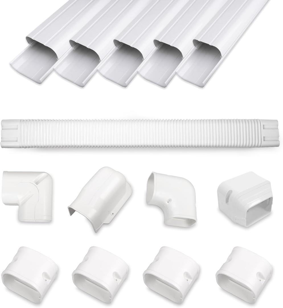 3" 10Ft PVC Line Set Cover Kit for Ductless Mini Split Air Conditioners, Decorative PVC Slim Line Cover for Central AC & Heat Pumps Systems Tubing Cover White