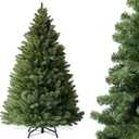 6ft Christmas Tree, Artificial Xmas Tree with 1000 Branch Tips Holiday Party Decorations 1 Minute Christmas Tree for Home Office Easy Assembly, Reusable, Metal Hinges & Foldable Base