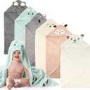 SmoothNovelty 6 Pack Baby Hooded Towels Infants and Toddlers Coral Fleece Baby Bath Towels 31.5 x 31.5 Inch Absorbent Cute Soft Newborn Bath Essentials Gifts for Boys & Girls(Multicolor, Classic)