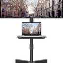 BONTEC Mobile TV Stand with Tilt, Rolling TV Stand on Wheels for 2365 Inch LED LCD TVs, Portable TV Cart with Adjustable Media Shelf for Living Room, Bedroom, Office, Holds 88 lbs, Max VESA 400x400mm