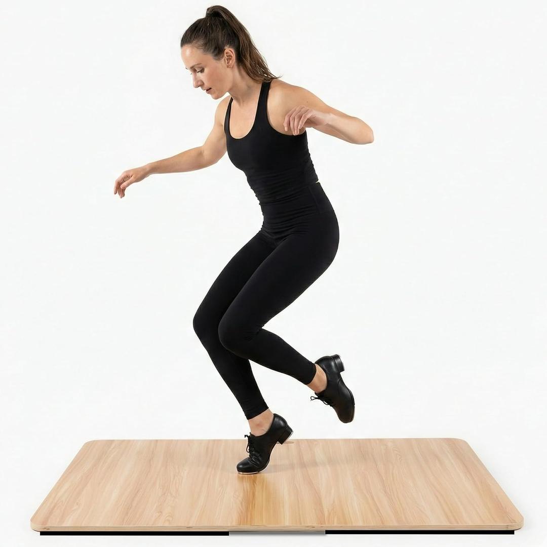 Portable Tap Dance Board for Home Practice Extra Large Tap Dancing Practice Floor for Tap Irish Step Flamenco Clogging Comes with Anti-Slip Base Waterproof Top Built-In Carry Handle Size 47 x 31.5