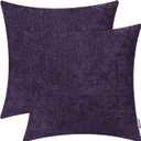 BRAWARM Throw Pillow Covers 18x18 Inches - Purple Chenille Pillow Covers Pack of 2, Solid Dyed Soft Chenille Pillow Cases for Couch Sofa Bed Home Decoration