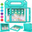 SUPLIK Kids Case for iPad 5th/6th Generation (9.7 inch, 2017/2018), iPad Air 1 & Air 2 & Pro 9.7 Case with Screen Protector, Durable Shockproof Protective Cover with Handle Stand, Cyan