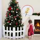 10 Pack Wooden Christmas Tree Fence,Extre Height 16 Christmas Tree Gate, White Fence for Cat, Small Dog, Suit for New Year Decoration