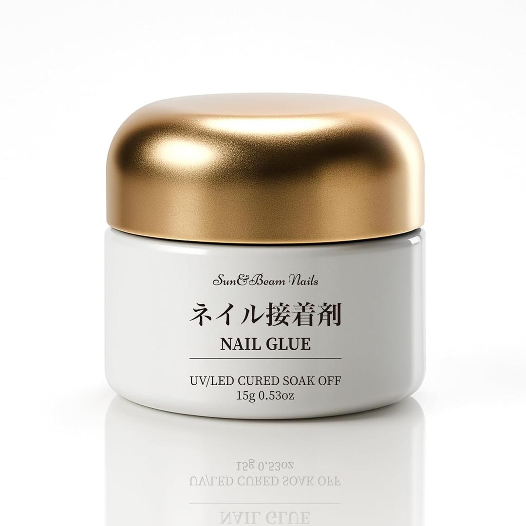 Sun&Beam Nails Solid Gel Nail Glue 15ml Strong Hold for Press-On Nails Long-Lasting and Easy Removal UV/LED Curing Nail-Friendly Formula (Glue Only)