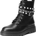 DREAM PAIRS Women's Fashion Platform Combat Boots Lace Up Lug Sole Goth Ankle Booties Shoes (6.5, Black)