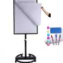 40 X 28 Inch Mobile Magnetic Whiteboard on Wheels, Rolling Dry Erase Board Easel on Height Adjustable Stand with Flipchart Paper Pad (25 Sheets) for Class Teaching, Office Meeting & Workshops