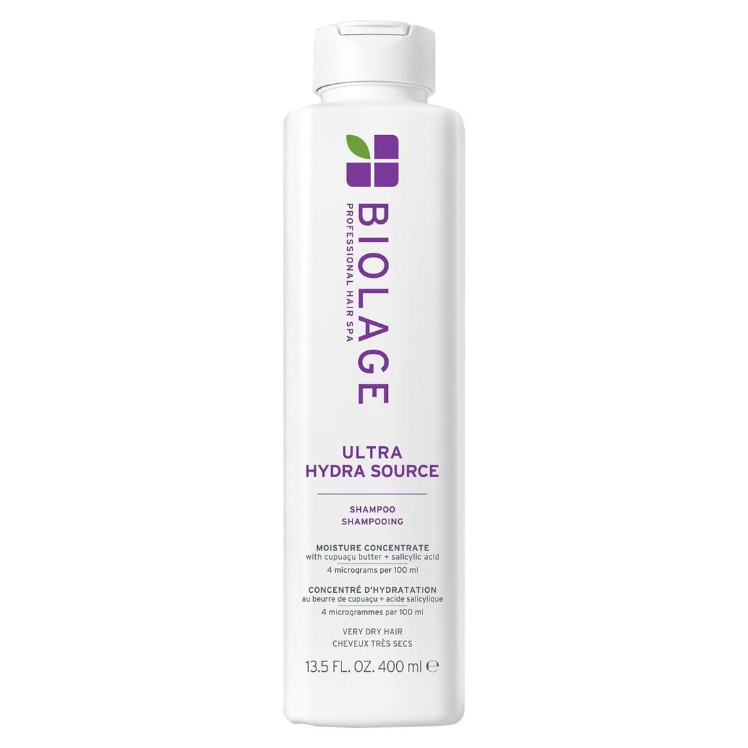 Biolage Ultra Hydra Source Shampoo - Deeply Moisturizes and Hydrates Very Dry Hair, Cleanses and Tames Frizz, For Thick, Coarse Hair, Infused with Micro-dosed with Cupuau Butter & Salicylic Acid (13.5 Fl Oz (Pack of 1))