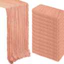 12 Pack Coral Cheesecloth Table Runner 10Ft Spring Gauze Cheese Cloth Table Runner 35x120 Inch Boho Sheer Rustic Fabric for Holiday Party Decor Baby Shower Wedding Decorations