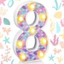 Mermaid Birthday Party Decoration, Decorative LED Glowing Numbers Mermaid Theme Marquee Digital Lights Table Centerpiece for Kids Under The Sea Birthday Baby Shower Party Decoration(8)