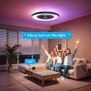 Bladeless Ceiling Fan with RGB Light, 24'' Low Profile Ceiling Fan, Remote & APP Control, Voice Control, 2700-6500K Dimmable, 6 Wind Speeds Flush Mount LED Fan Light for Bedroom, Kids Room