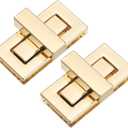 M METERXITY 2Pcs Purse Twist Lock (1.73 x 0.87 Inches, Light Gold)- Rectangular Purse Closure Twist Turn Lock Clasp Metal Clip Hardware Apply to DIY Handbag/Purse/Wallet/Leather Craft