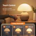 NIORSUN Wireless Mushroom Lamp,Table Lamp for Bedroom, Portables Cordless Lamps,Wireless lamp,Small Bedside Table Touch Lamps for Living Room,Mini Mushroom 5200mAh Battery Operated Lamp Modern (White)