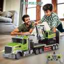 Fistone RC Semi-Trailer Truck & Excavator Toy Set, 1:12 Scale with Sound and Lights, 2.4Ghz Remote Control Flatbed Truck and Excavator Toys for Boys 6-12 Years Old, 23.6 x 4.3 x 7.8 inches