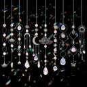 Sun Catchers, 10 Pcs Crystal Suncatcher Prism Hanging Kit with Chain Rainbow Maker Crystals Balls Pendants Ornaments for Indoor Window Outdoor Garden Backyard Patio Car Mirror Christmas Tree Decor