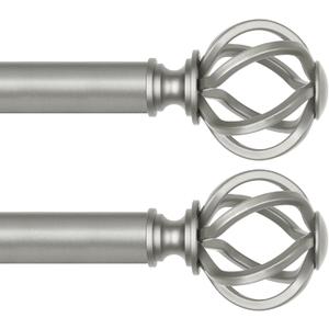 2 Pack Curtain Rod 32 to 58 Inches (2.6 to 4.8 ft), USFOOK 7/8 Inch Heavy Duty Curtain Rods for Windows, Telescoping Splicing Drapery Rods with Antique Silver Twisted Cage Finials