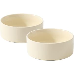 Havniva Ceramic Set of 2 Dog Bowls, Food and Water Bowls for Dogs, Puppy, 2pcs Pet Dishes(6inch, 2 x Beige Bowls)
