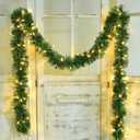 DearHouse 33Ft Christmas Garland Decorations with 100 LED Light, Green Pine Garland Holiday Decor for Outdoor or Indoor Home Garden Artificial Greenery Garland, or Holiday Party Decoration