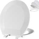 Angol Shiold Round Toilet Seat - Slow Close Hinges, Ergonomic Design with Grip-Tight Bumpers, Safe Easy-Clean PP Material (White, 16.5" Round)