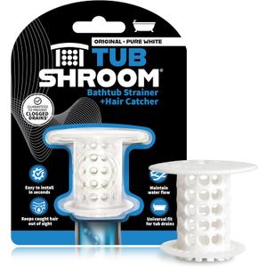 TubShroom Tub Drain Hair Catcher Strainer, White  Drain Protector and Hair Catcher for Bathroom Drains, Fits 1.5  1.75 Bathtub and Shower Tub Drains