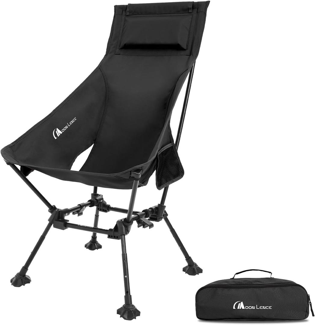 MOON LENCE High Back Folding Camping Chairs, Height-Adjustable, Widened Seat, for Beach with Anti-Sinking Feet MOON LENCE High Back Folding Camping Chairs, Height-Adjustable, Widened Seat, for Beach with Anti-Sinking Feet