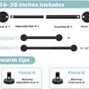 Black Magnetic Curtain Rod for Door:Magnet Curtain Rods for Classroom Whiteboard,Small Adjustable Magnetic Towel Bar,Tool-Free French Magnet Pole with Leather Protective Cover No Drilling 16-28"