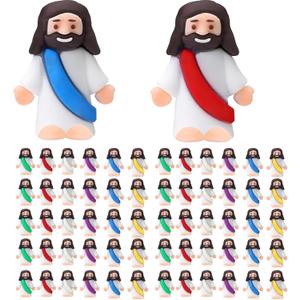 AKFAHOIF Mini Jesus Figures, Set of 60pcs Action Figures Little Jesus Figures, Tiny Jesus Figures to Hide and Seek Religious Gifts for Easter Egg Stuffers (Mix)