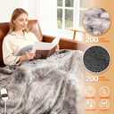 Electric Heated Blanket Throw 50''x60''Size Faux Fur Heating Blanket 10 Heating Settings, 1-8h Timer & Overheat Protection, Machine Washable, Soft Flannel and Sherpa Full Body Warmth