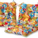 Greendale Home Fashions Outdoor Seat/Back Chair Cushion, 2 Count (Pack of 1), Aloha Crimson