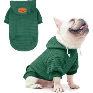 BEAUTYZOO Dog Hoodie for Small Medium Large Dogs, Winter Fall Warm Dog Clothes for Puppy S M Sized Dogs Girl Boy, Dog Sweater Shirt Hoodies with Pocket Bulldog Pitbull Cat Clothing Coat (S/M (Back: 14",Chest: 19", Neck: 12"), Dark Green)