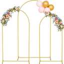 Arch Backdrop Stand Set of 3 (7.2FT, 6.6FT, 6FT), Metal Round Arched Frame for Birthday Wedding Party Baby Shower Photography Garden Decoration, Gold