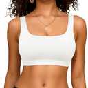 Women Sport Bra Swimsuit Top - Swim Bra Bikini Top Only Scoop Neck Bathing Suit 2025 Swimwear White, Size M