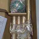 Ceramic Curtain Rods for Windows 18 to 55 Inch,1 Inch Adjustable Telescoping Drapery Rod Heavy Duty Window Treatment Single Curtain Rod Set for Bedroom, Gold Green