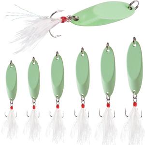 3 x Casting Fishing Spoons Lures Saltwater Jigging Spoons Fishing Tackle Bait with Treble Hooks Hard Metal Spoon Lures for Salmon Bass (10g)