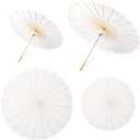 Mototo 4 Pieces 33 Inch Large White Paper Parasol 23.6 inch Small White Paper Umbrellas DIY Painting Chinese Japanese Parasol Umbrella for Wedding Guest Bridal Shower Ceiling Decor Party Photo Prop