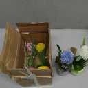 Velener 4PCs Fake Flowers in Vase, Babys Breath Artificial Flowers Indoor, Fake Potted Plants, Hydrangeas, Desk Plants for Home Bathroom Kitchen Shelf Office Decor(Plastic Vase)