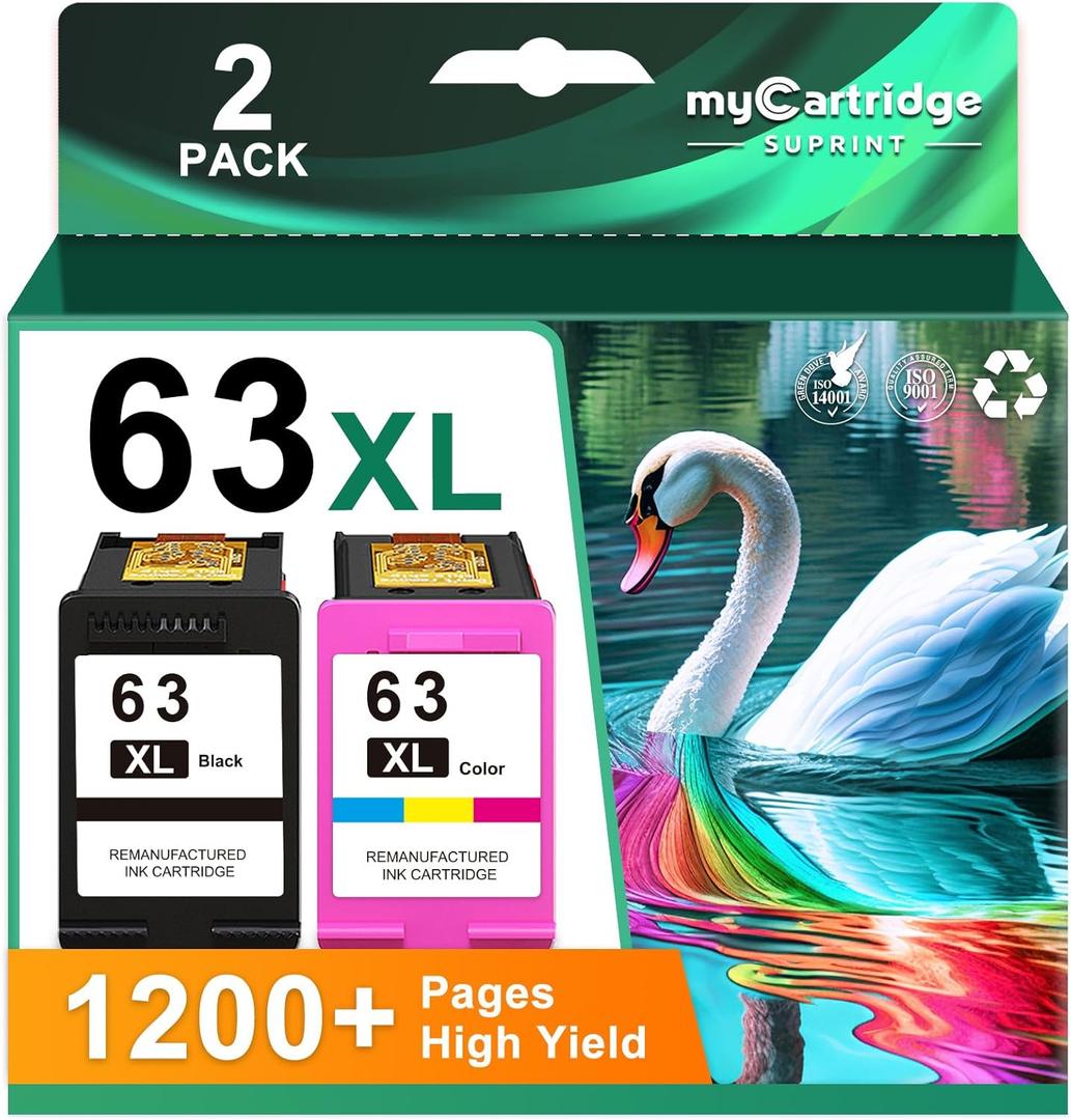 63XL Ink Cartridge Combo Pack Replacement for HP Ink 63 63XL Color Ink Cartridges Works for HP OfficeJet 3830 4650 5255 5258 5200 4655 4512 Deskjet 1112 3630 Printer 63 Ink