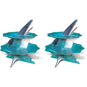 Beistle Shark Cupcake Stand Centerpiece Luau Under The Sea Party Supplies Birthday Decorations (Pack of 2)