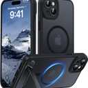Magnetic Compatible with iPhone 15 Plus Case, [Built-in Kickstand][Full Camera Protection][Compatible with MagSafe][Anti-Fingerprint] Shockproof Phone Case for iPhone 15 Plus 6.7" Black