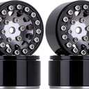 INJORA 1.0 Wheel Rims RC Metal Beadlock Wheels Rims for All 1/24 Scale Axial SCX24 Deadbolt RC Crawler Car Upgrades Accessories(Black&Grey)
