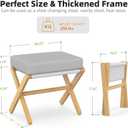 BAMBOOHOMIE Foldable Foot Stool Ottoman, Modern Foot Rest with Bamboo X Legs & Thick Foam Cushion, Folding Foot Stools Small Padded for Bedroom Living Room, Footstool for Chair Couch (Natural - Grey)